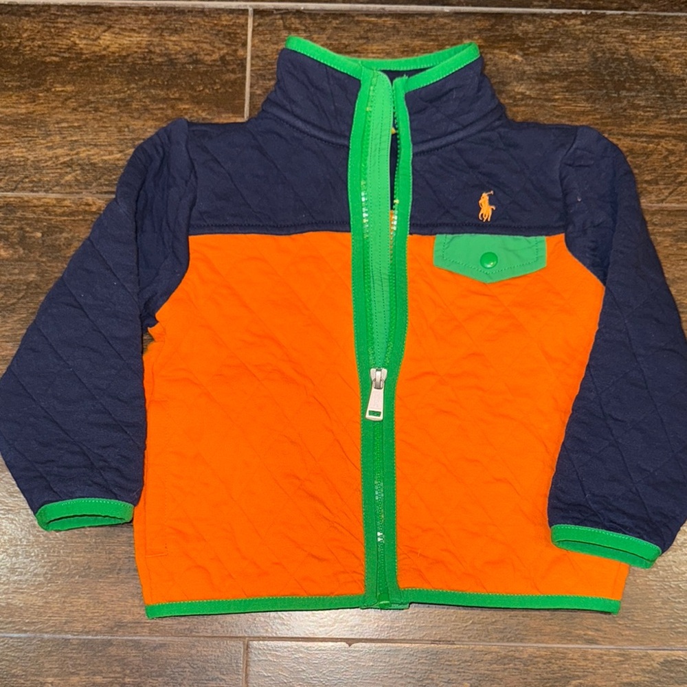 Polo by Ralph Lauren Kids Orange and Navy Quilted Jacket